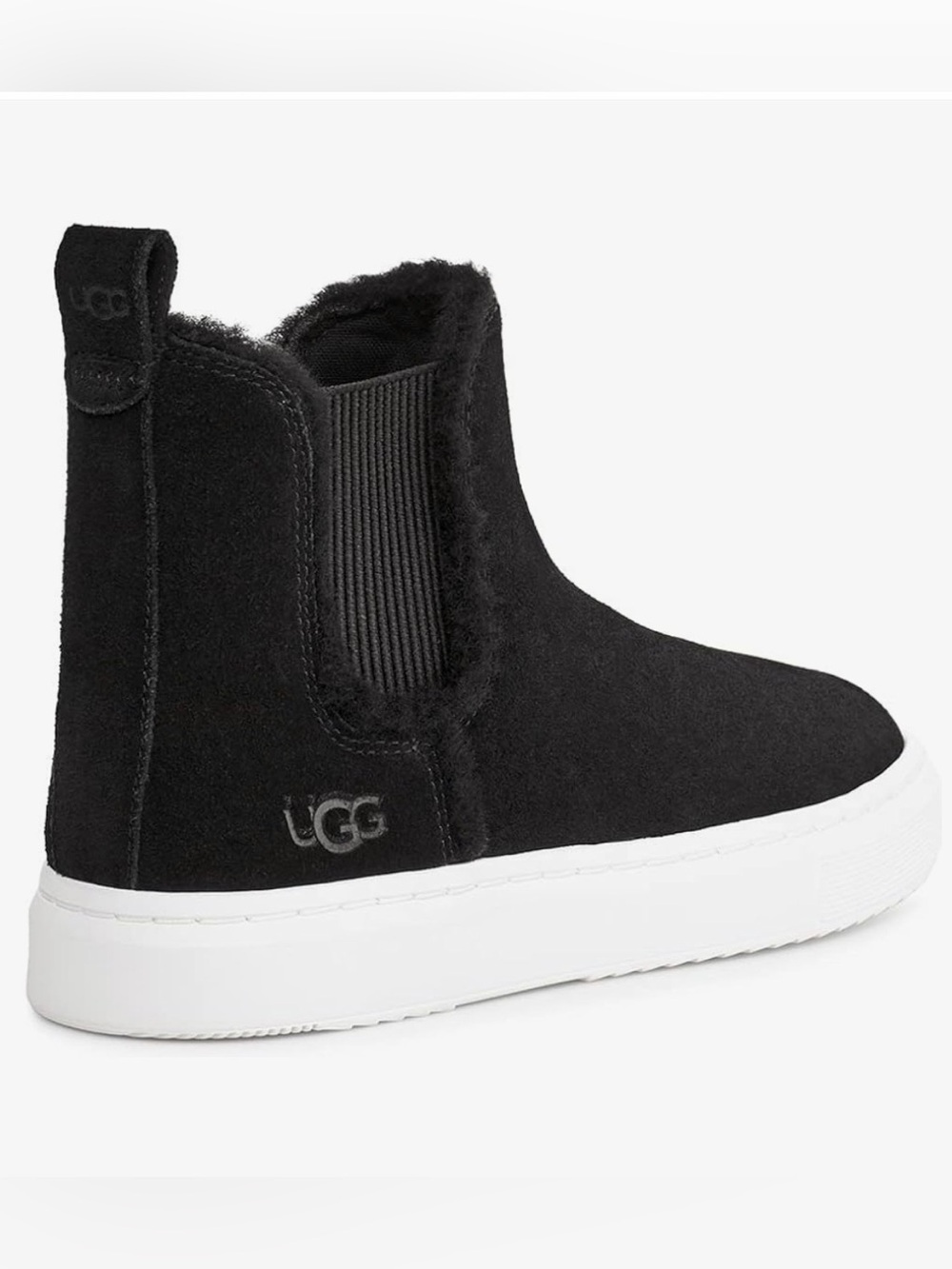 Ugg Alameda  Chelsea Black Suede Slip-On Ankle Sneaker Boot warm wool inside 8